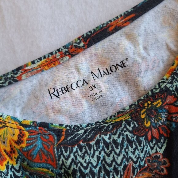 NWOT Rebecca Malone 100% Cotton Floral Long Sleeve Tee Top Size 2X/3X Fall Color - Picture 7 of 8